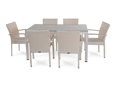 Комплект плетеной мебели MILANO белый на 6 персон