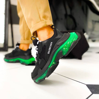 Кроссовки Balenciaga Triple S черные с зеленым в Нижнем Новгороде