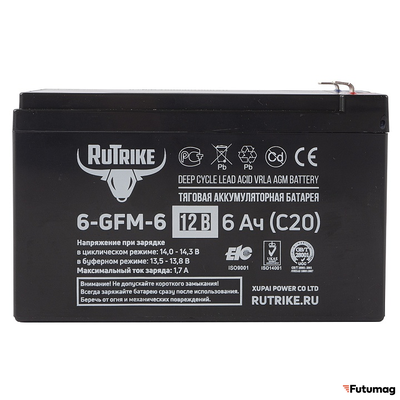 Тяговый аккумулятор RuTrike 6-GFM-6 (12V6A/H C20)