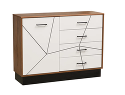 Спальня ГАММА - Комод 54.08 Таксония/Черный/Белый