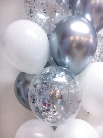 белые и серебряные шарики на свадьбу краснодар