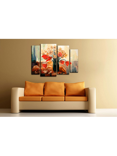 Модульная картина "Цветы и вино"