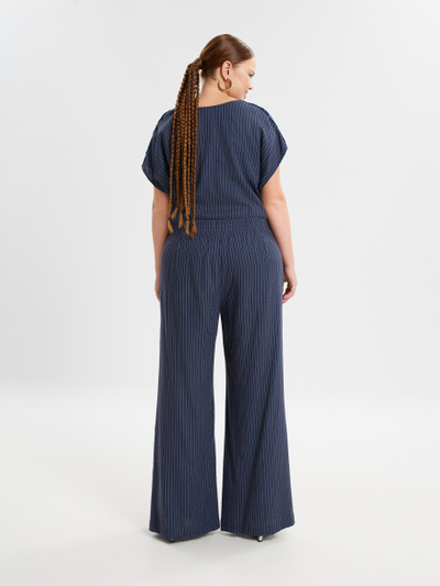 Брюки широкие синего цвета в полоску