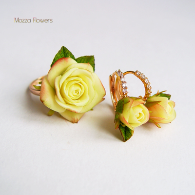 Комплект "Мэри" из полимерной глины. Позолота.