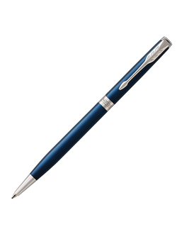 Ручка шариковая PARKER "Sonnet Core Subtle Blue Lacquer CT Slim", тонкая, корпус синий глянцевый лак, палладиевые детали, черная, 1945365