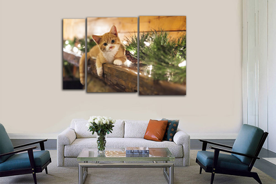 Модульная картина "Новогодний пушистик"