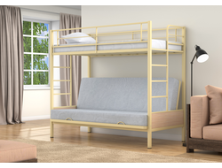 Двухъярусная кровать-диван Дакар 1 Слоновая кость (вставки Дуб молочный) фото