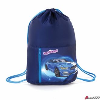 Мешок для обуви ЮНЛАНДИЯ, карман на молнии, 33×42 см, «Blue Car». 270407