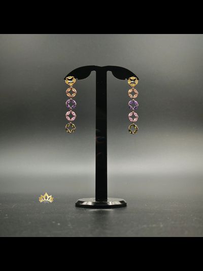 Серьги-дорожки с разноцветными кристаллами 5,5 см