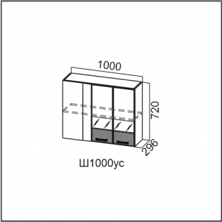 Шкаф навесной 850/720 (угловой со стеклом)