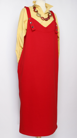 Сарафан  Бохо "ТРИКОТАЖНЫЙ" красный р.50,52,54