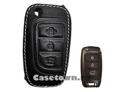 Чехол на выкидной ключ Хендай Солярис, i30 с 2017 (белая нить)