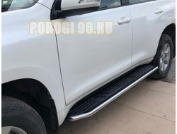 Защита штатного порога сбоку d42 для Toyota Land Cruiser Prado 150 Black Onyx (2020-...)