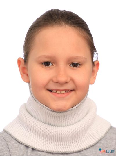 Шарф(снуд)  22-33 двойной, цвет белый, серый размер 2