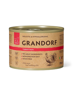 Grandorf (Грандорф) влажный корм (консерва) для собак паштет из индейки, 200 г