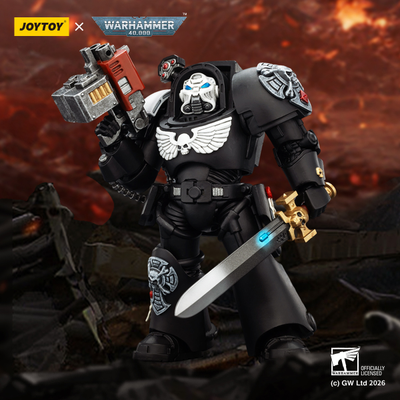 Терминатор Гвардии Ворона (Warhammer 40K) - КОЛЛЕКЦИОННАЯ ФИГУРКА 1/18 Raven Guard Terminator with Power Sword and Storm Bolter (JT03240) - JOYTOY