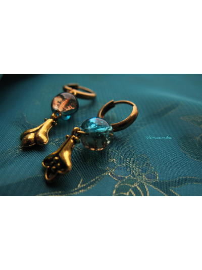 Серьги в стиле греческих украшений - "Золотые лилии"