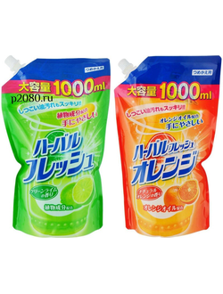 Mitsuei" Средство для мытья посуды, овощей и фруктов с ароматом лайма 1000 мл. (мягкая упаковка)