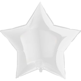 Звезда Белый 36"/90 см c надписью и гирляндой