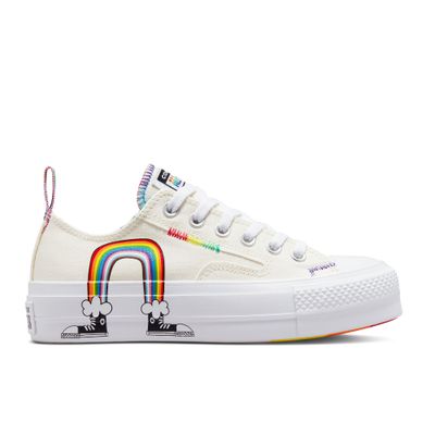 Converse All Star Move Ox Rainbow кремовые низкие на платформе A02264C