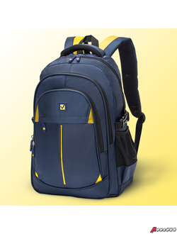 Рюкзак BRAUBERG TITANIUM универсальный, синий, желтые вставки, 45×28×18см. 270768