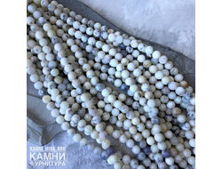 "Кахолонг" опало-халцедоновый и опал с дендритовыми включениями, шары 6,1-6,5/8,5 мм, цена за нить 19 см