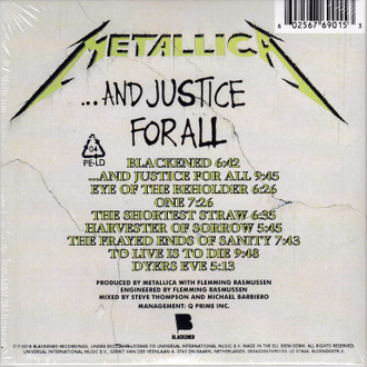 Купить диск Metallica - ...And Justice For All в интернет-магазине CD и LP "Музыкальный прилавок"