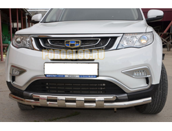Защита переднего бампера с перемычками d60/42 для Geely Atlas 2018-