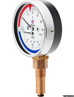 Термоманометр радиальный РОСМА 80х1/2 150С 1,6МПа ТМТБ-31Р.1 шток 46мм (нижнее радиальное подкл.)