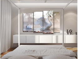 Модульная картина "Пара лебедей"