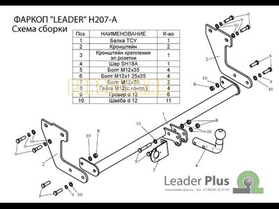 Фаркоп Лидер-Плюс для Hyundai Getz 2005-2011