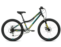 Подростковый велосипед Forward TITAN 24 2.0 D (24" 6 ск. рост. 12") 2022, черный/желтый