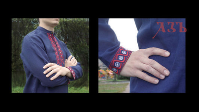 Русская льняная рубаха "Живая вода", 44-60