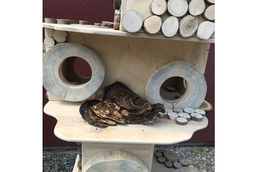 Домик для кошки из спилов с древесными грибами. Работа spilcenter.com