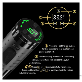 EZ Tattoo Evo Tech Wireless Battery Tattoo Pen Machine - Black