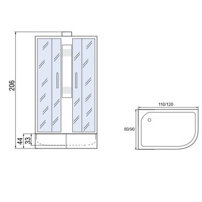 Душевая кабина Мономах Б/К 110/80/44 МЗ R без крыши
