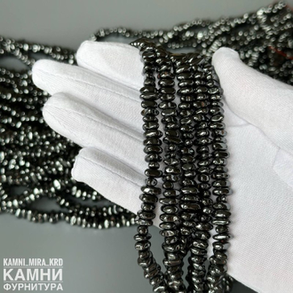 "Гематит" геметин камешки фри-форм 6-8 мм, цвет в ассортименте, цена за нить 19 см