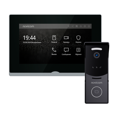 IMPULSE 7 IP WIFI KIT BLACK - комплект из 7" HD сенсорного WIFI монитора и вызывной панели с считывателем RFID-ключей Mifare, встроенный регистратор (фото) (Tuya/Smart Life)