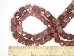 Бусина Кварц клубничный, куб граненый 7-8 мм (1 шт) №20261