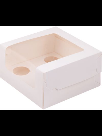 Коробка на 5 капкейков с большим окном (белая), 180*180*100мм