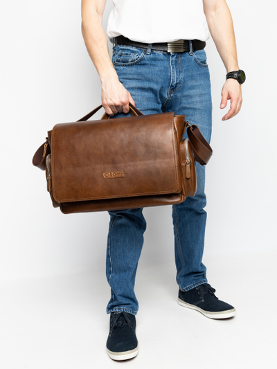 Кожаная мужская сумка Toara Premium brown (арт. 5058-63)