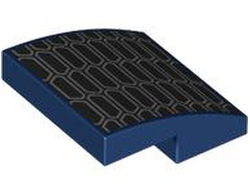 Slope, Curved 2 x 2 x 2/3 with Silver and Black Air Vent Grille Pattern, Dark Blue (15068pb548 6472234)
