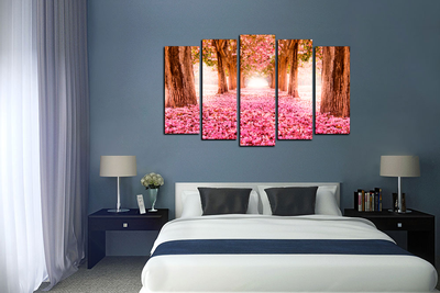 Модульная картина "Розовое покрывало. Сакура"