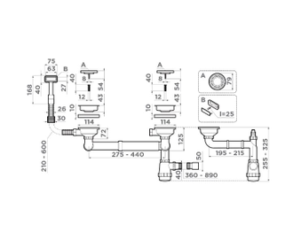 АРМАТУРА ДЛЯ ПОЛУТОРАЧАШЕВЫХ МОЕК С ПРЯМОУГОЛЬНЫМ ПЕРЕЛИВОМ WK-1.5