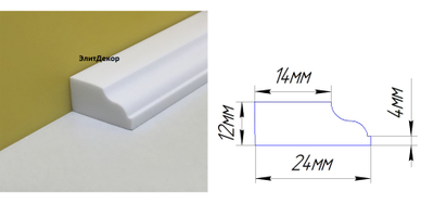 Акриловый плинтус бордюр на ванну Суперплинтус- СП014 (12х12х1800)