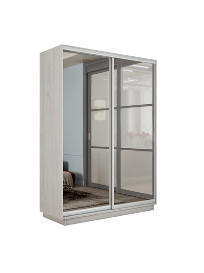Экспресс шкаф-купе 2-х дверный (Зеркало) 1,6х2,4м Белый, Анкор светлый, Сонома, Ясень шимо светлый, Крафт табачный, Серый диамант, Бетон, Венге, Кашемир (модификация 5)