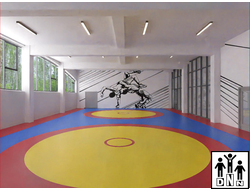 Ковёр борцовский трехцветный 17х9м, наполнитель ППЭ мелкопористый, маты 1х2х0,05м  (плотность эквивалентна плотности ПВВ 180-200кг/м3) DNN