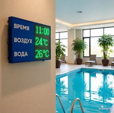 Табло для бассейна стандартное с измерением температуры воды и воздуха, купить в Тюмени
