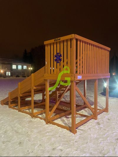 Деревянная зимняя горка "IgraGrad Snow Fox", скат 4 м