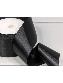 Лента атласная 38мм (39, черная), 22,9м